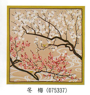 【ご紹介します！安心の日本製！飾っても使っても四季折々の花が美しい！花景色小風呂敷】冬　梅