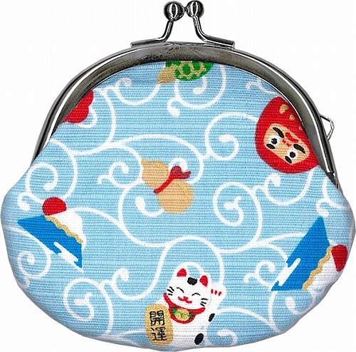 【新登場！日本製！日本の縁起が良いものをたくさん散りばめた和雑貨！ いいものあつめ】がま口小銭入れ