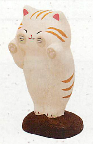 【新登場！安心の日本製！ガラス面に飾るとほっこりかわいい！猫雑貨です！ちぎり和紙のぺったり猫】白トラ