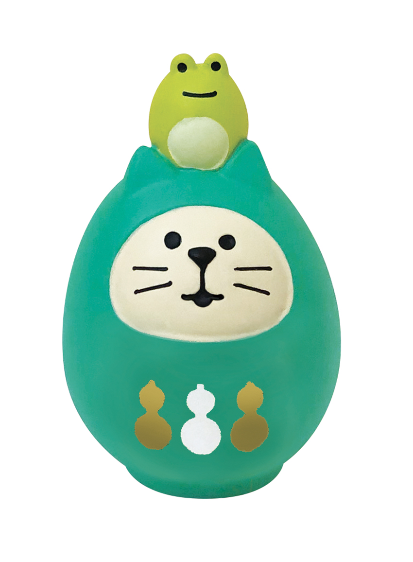 【ご紹介します！年中飾れる開運グッズ！Concombre FUKU福MONOシリーズ！】開運カラー猫だるま  緑