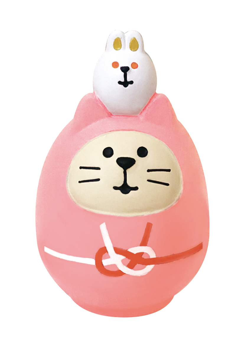【ご紹介します！年中飾れる開運グッズ！Concombre FUKU福MONOシリーズ！】開運カラー猫だるま  桃