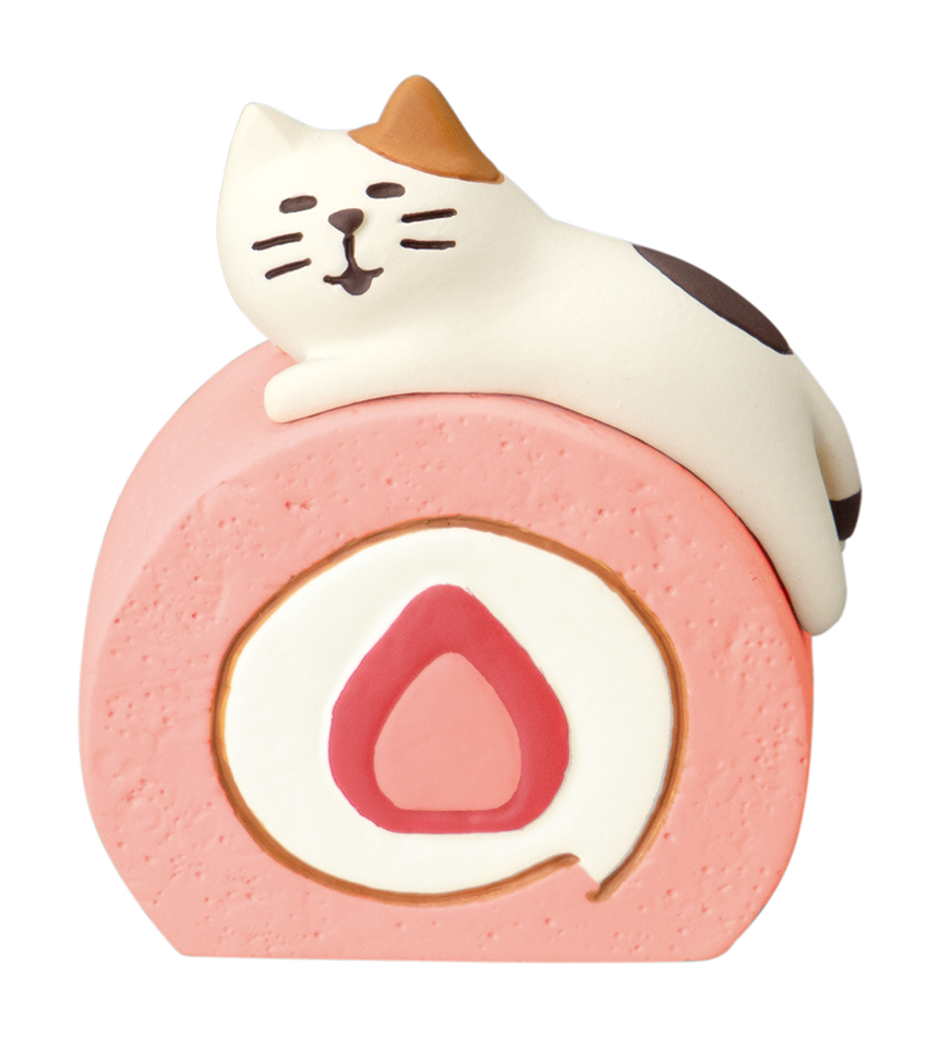 【ご紹介します！猫の和雑貨！Concombre洋菓子コンブル！いちごケーキフェア】いちごロール子猫