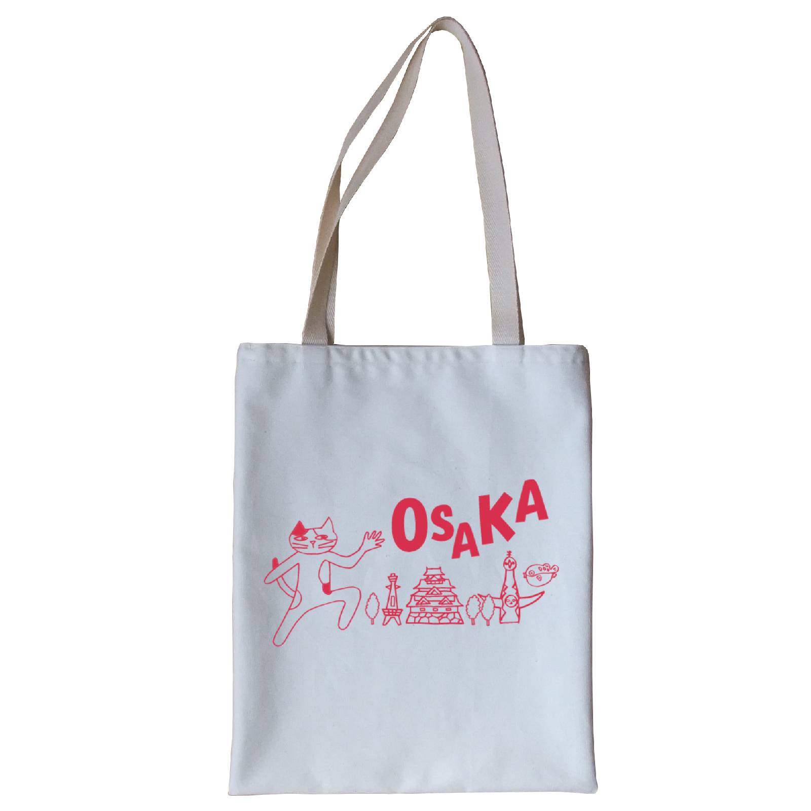 【ご紹介します！安心の日本製！有名観光スポット柄の和雑貨！】MIKE TABI 帆布トートバッグ OSAKA 赤