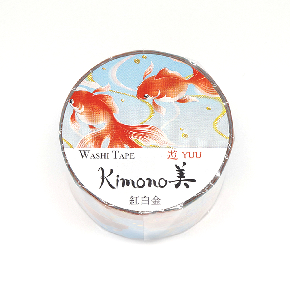 【新登場！安心の日本製！和紙マスキングテープ Kimono美シリーズ 華】紅白金