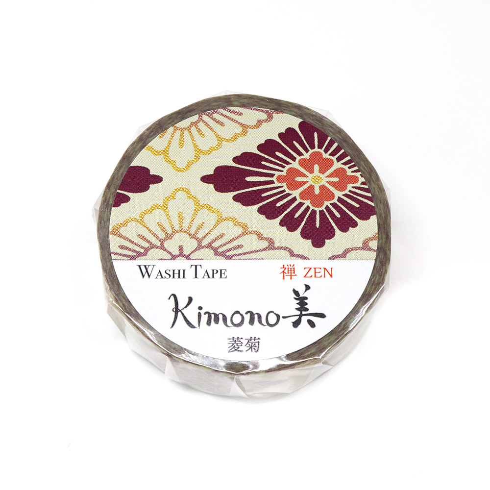 【新登場！安心の日本製！和紙マスキングテープ Kimono美シリーズ 華】菱菊