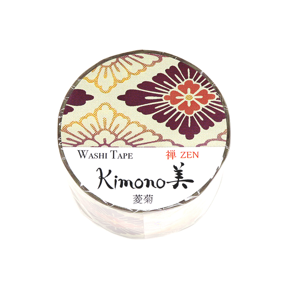 【新登場！安心の日本製！和紙マスキングテープ Kimono美シリーズ 華】菱菊