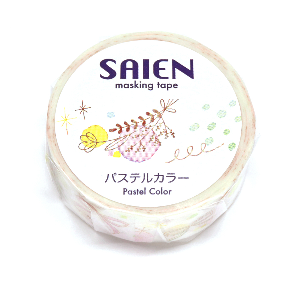 【新登場！安心の日本製！SAIEN 和紙 マスキングテープ オリジナルシリーズ！】パステルカラー