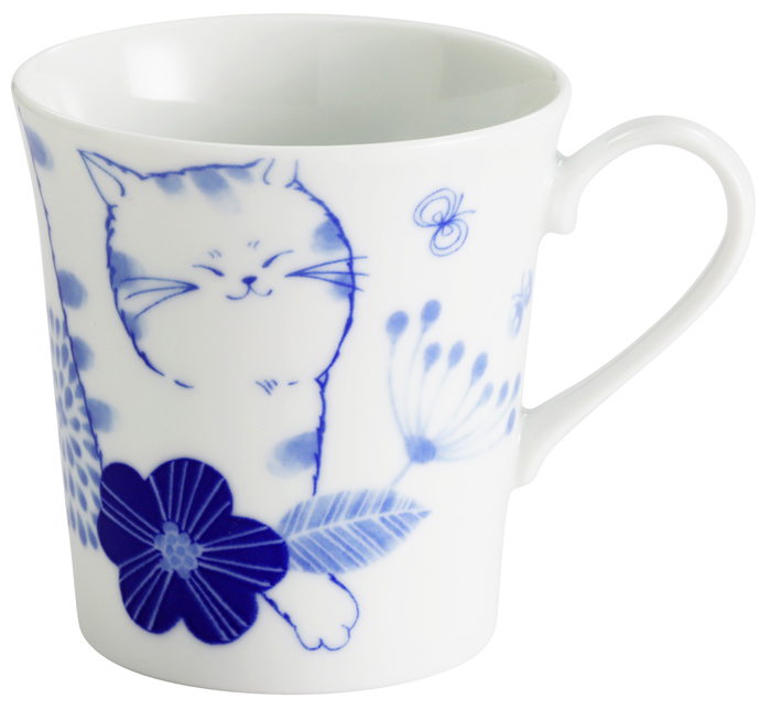 【ご紹介します！安心の日本製！人気の猫の食器！】のほほん猫マグカップ むぎ