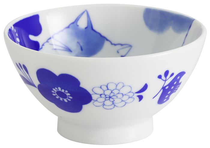 【ご紹介します！安心の日本製！人気の猫の食器！】のほほん猫飯碗 そら