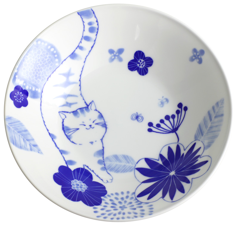 【ご紹介します！安心の日本製！人気の猫の食器！】のほほん猫カレー皿 むぎ