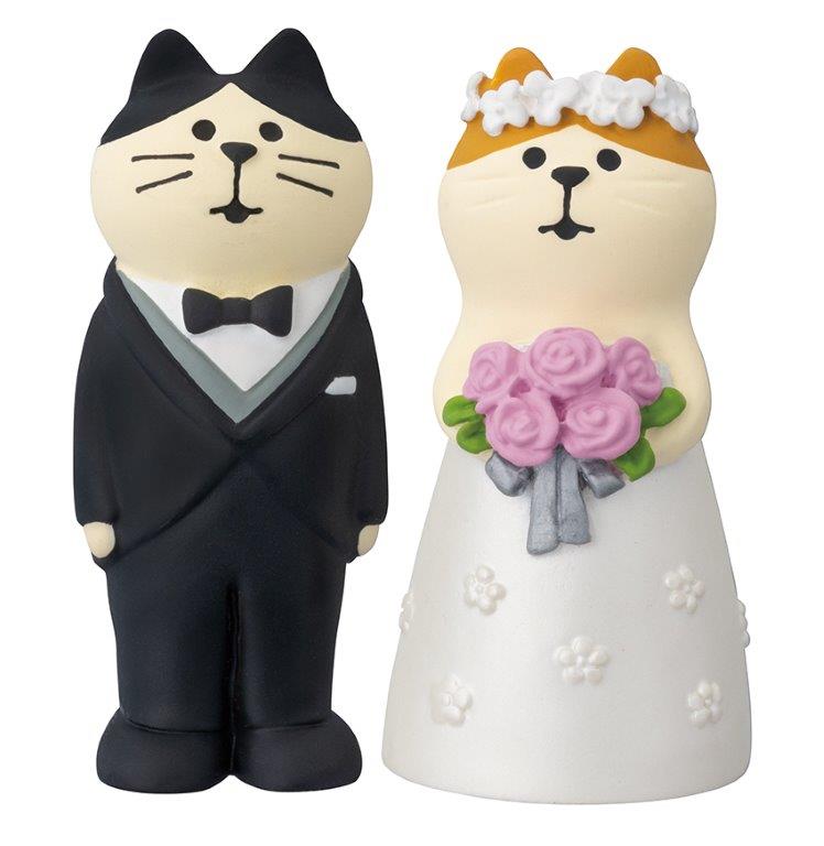 【新登場！Concombre！Happy Wedding】ウエディングマスコット 洋装猫 ペアセット