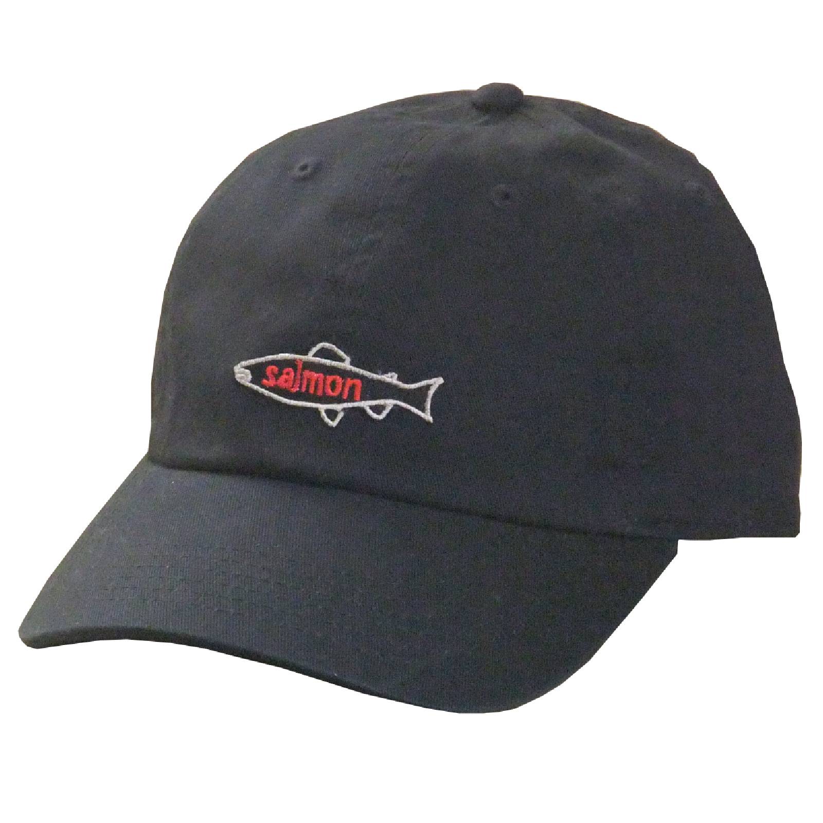 【ご紹介します！魚柄の刺繍ワッペンがかっこいいキャップ！】魚波CAP サーモン ブラック