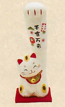 【日本製】ほっこりかわいい和雑貨 ちぎり和紙 遠くの福も招き猫／先客万来