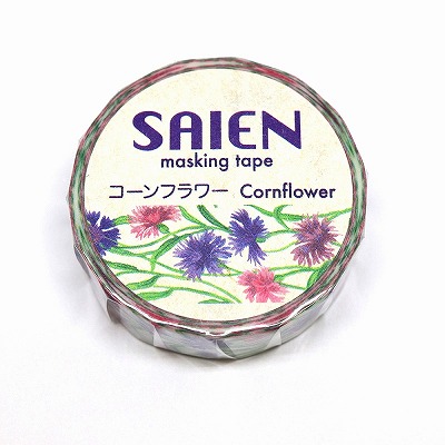 【新登場！安心の日本製！SAIEN 和紙マスキングテープ 作家シリーズ 井口喜美子】コーンフラワー