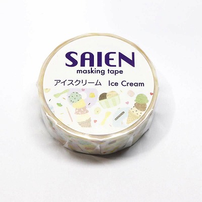 【新登場！安心の日本製！SAIEN 和紙 マスキングテープ オリジナルシリーズ！】アイスクリーム