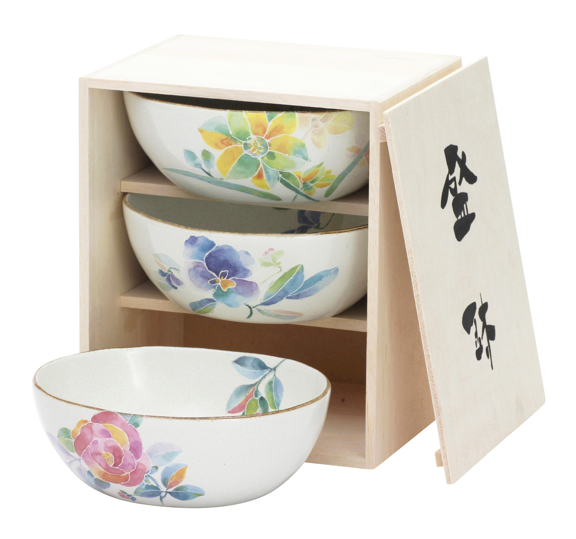 【ご紹介します！安心の日本製！美濃焼　和藍ギフト『花ことば』シリーズです！】花ことば三つ組鉢