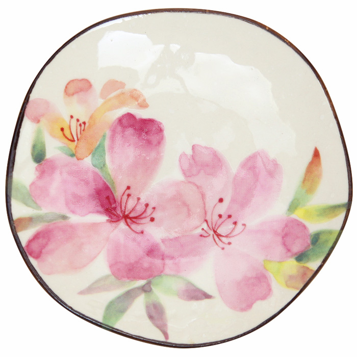 【ご紹介します！日本製！岐阜県美濃焼『花ものがたり小皿』です！】花かおり小皿　ツツジ