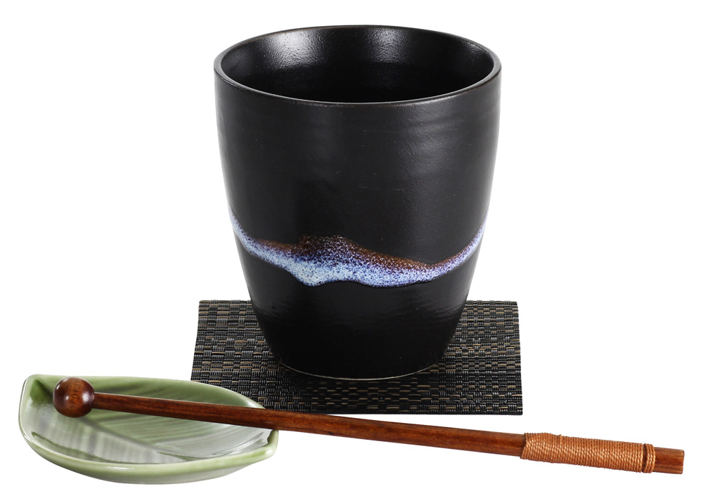 【ご紹介します！岐阜県美濃焼　風趣シリーズです！】黒釉流しロックカップセット