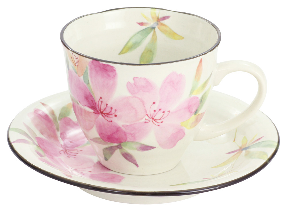 【ご紹介します！日本製！岐阜県美濃焼『花かおり』シリーズです！】花かおりコーヒー碗皿 ツツジ