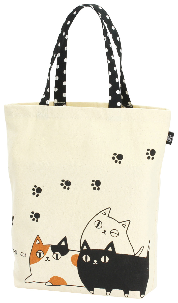 【ご紹介します！ほっこりかわいい！にゃん屋の猫３兄弟シリーズ！】トートバッグ大　猫３兄弟　三匹