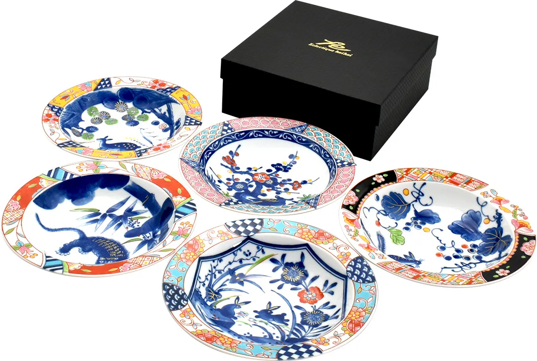 【新発売！安心の日本製！美濃焼＆藍ギフト　『游民』シリーズ】5客深皿揃
