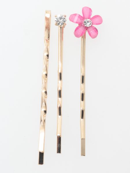 【ご紹介します！ブランド『カヤ』のお得で可愛らしい花露ヘアピン3本セット！】PINK
