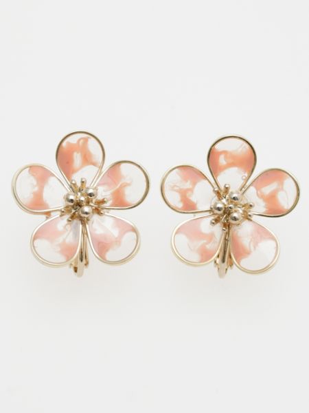 【ご紹介します！！ブランド『カヤ』の華やかなにじみ色花イヤリング】PINK