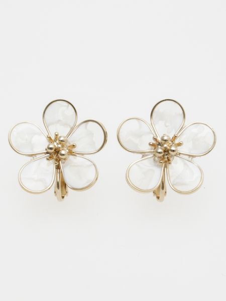 【ご紹介します！！ブランド『カヤ』の華やかなにじみ色花イヤリング】WHITE