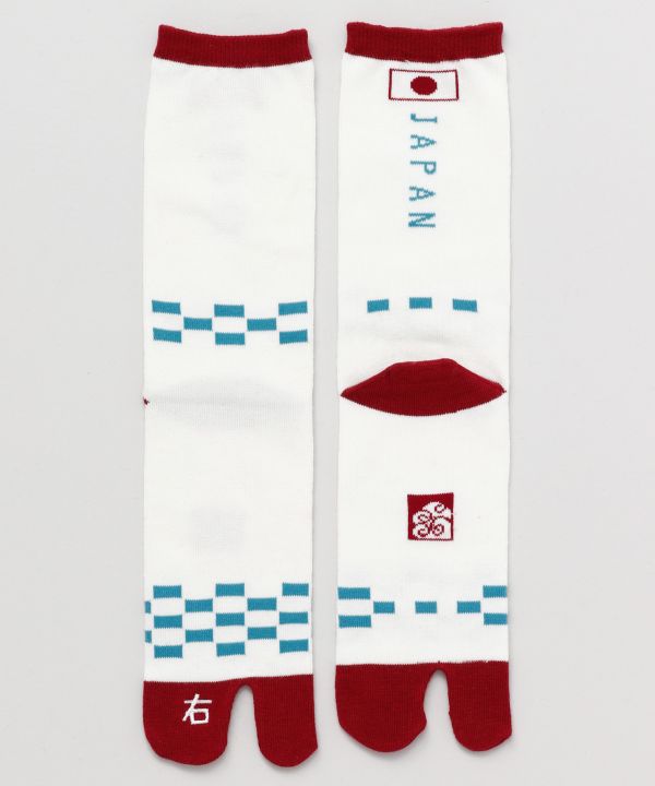 【ご紹介します！信頼の日本製！ブランド『カヤ』の足袋型くつ下 JAPAN-日の丸 左右】シロ