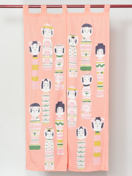 【ご紹介します！ブランド『カヤ』のほっこり可愛い！日本の民芸暖簾】PINK KOKESHI