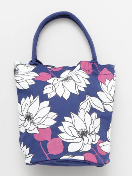 【ご紹介します！ブランド『カヤ』の華やかな鞄！蓮の花樽型トートバッグ】BLUE
