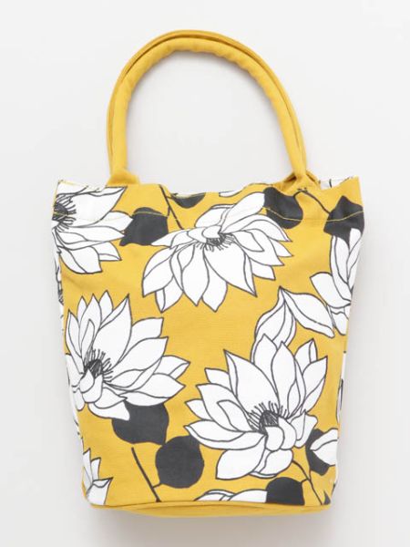 【ご紹介します！ブランド『カヤ』の華やかな鞄！蓮の花樽型トートバッグ】YELLOW