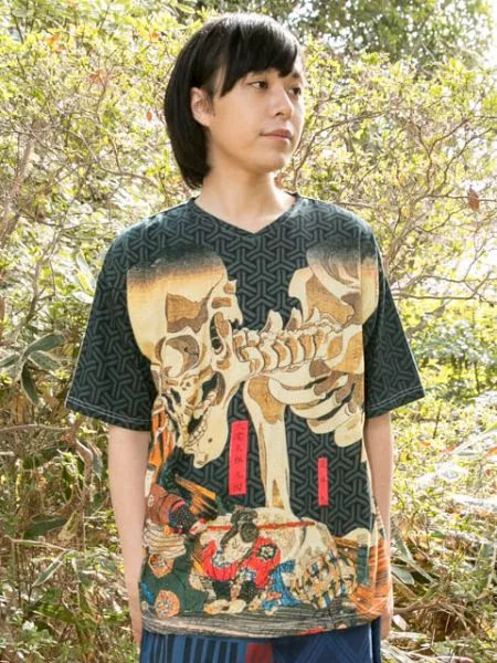 【ご紹介します！ブランド『カヤ』！日本土産に最適！浮世絵メンズTシャツ 】BK DOKURO