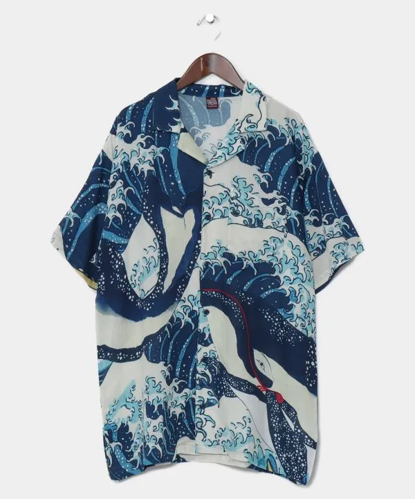 【新登場！】浮世絵メンズシャツ いなせシリーズ NV KUJIRA