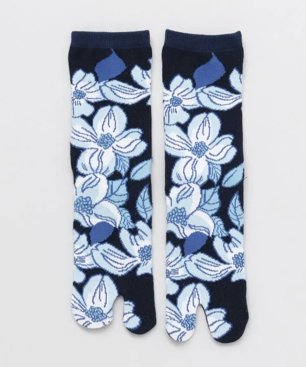 【ご紹介します！安心の日本製！「四季シリーズ」足袋型くつ下23～25cm 花水木】24CM中丈