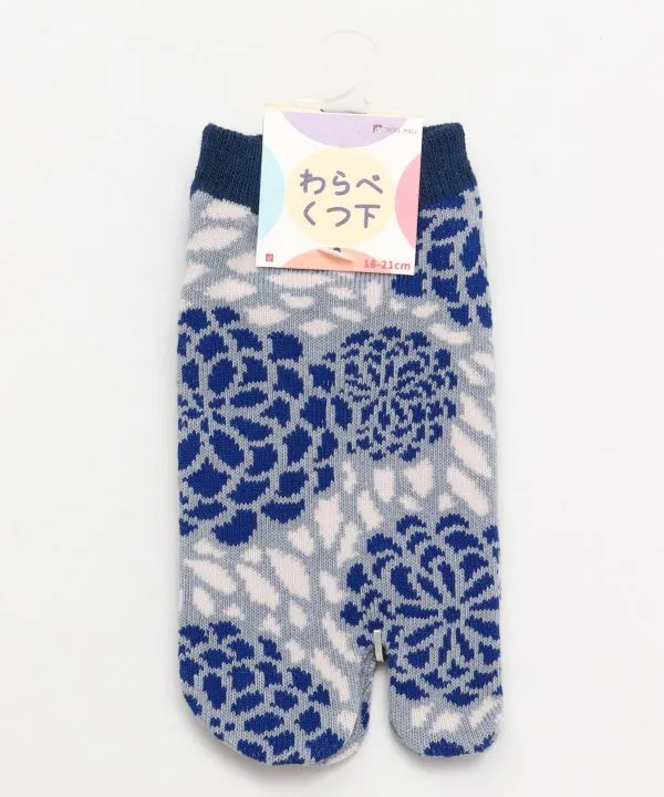 【安心の日本製！日本人の足にしっかり馴染んで履きやすい！わらべ足袋型くつ下18～21cm】菊 グレー