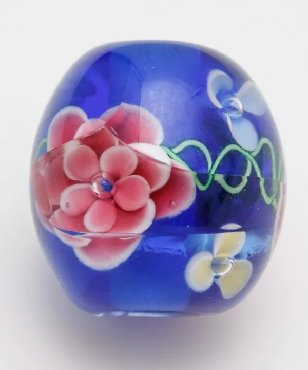 【和アクセサリー！多重花とんぼ玉！和の粋をギュッと閉じ込めた小さな宝石☆】青