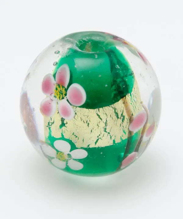 【和アクセサリー！金銀箔梅とんぼ玉！和の粋をギュッと閉じ込めた小さな宝石☆】緑