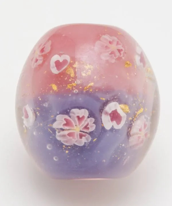 【和アクセサリー！桜金散しとんぼ玉！和の粋をギュッと閉じ込めた小さな宝石☆】桃