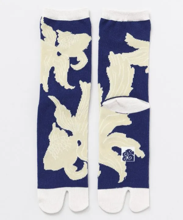 【ご紹介します！信頼の日本製！足袋型くつ下23～25cm 黄色金魚 】24CM中丈