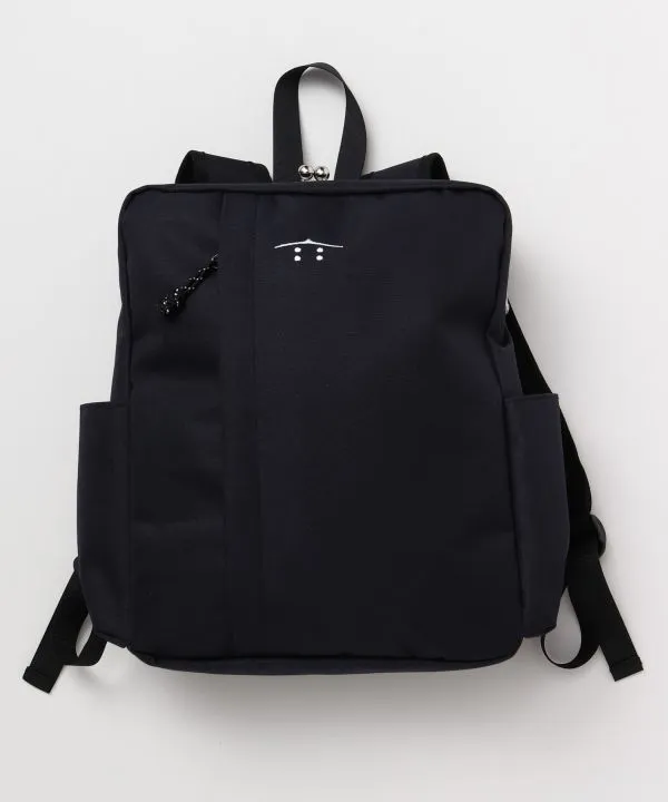 【モダンBAGシリーズ！おしゃれななシルエット！ウキヨキがま口リュック】BLACK
