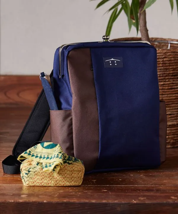 【モダンBAGシリーズ！おしゃれななシルエット！ウキヨキがま口リュック】NV BR