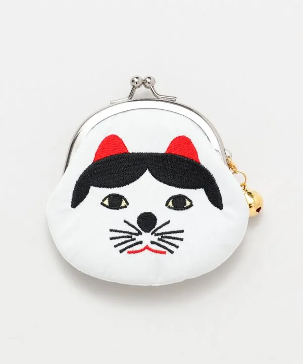 【ご紹介します！安心の日本製！！ギフトや贈り物にもおすすめ！福猫 ミニがま口】シロブチ