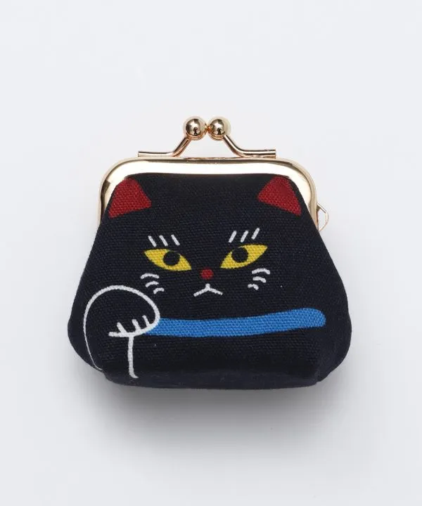 【安心の日本製！猫好きにはたまらないデザイン！猫ころん小がま口】クロネコ