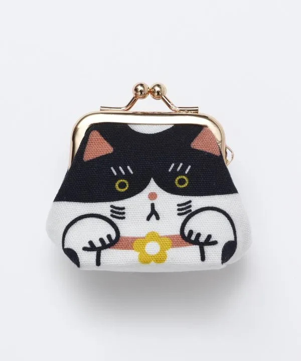 【安心の日本製！猫好きにはたまらないデザイン！猫ころん小がま口】ハチワレ
