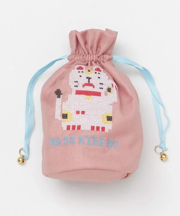 【日本ならではの縁起柄が魅力の巾着袋！交差縫い巾着】PK NEKO