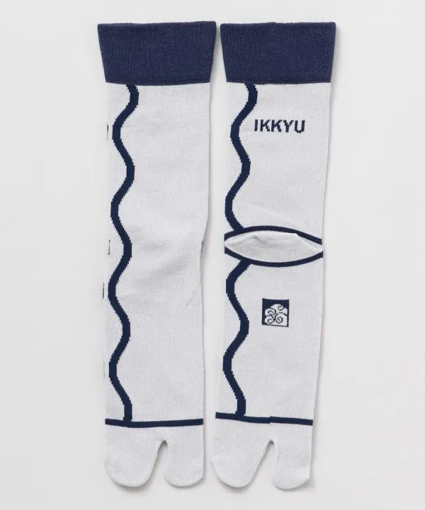 【安心の日本製！IKKYU- 一休 ！シンプルな和デザイン！ 麻混足袋型くつ下 23～25cm】ウミ