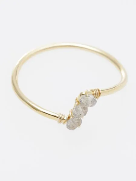 【小粒の天然石が繊細に輝く！上品なリング「岩座」星影リング 】LABRADOLITE