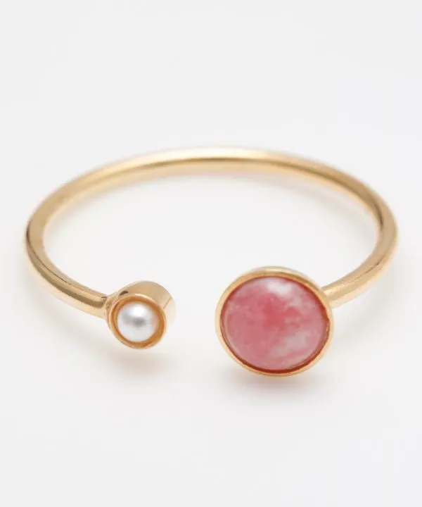 【小粒の天然石が繊細に輝く！上品なリング「岩座」輝煌真珠リング】RHODONITE