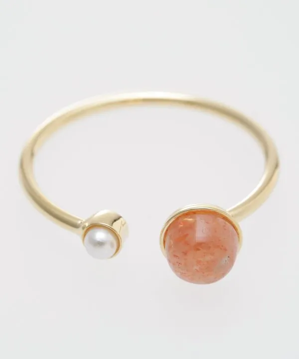 【小粒の天然石が繊細に輝く！上品なリング「岩座」輝煌真珠リング】SUN STONE